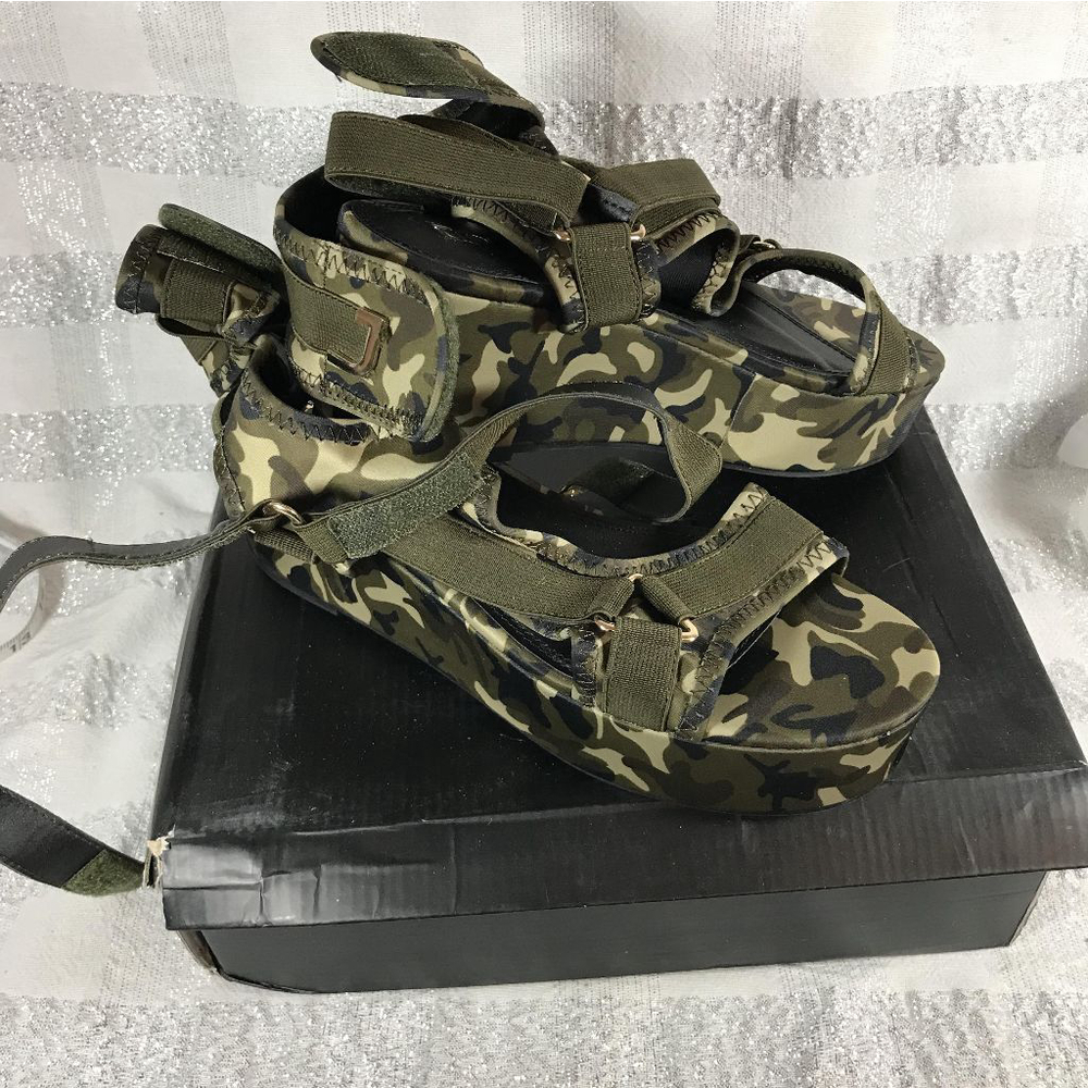 Liliana Barista-3 Camouflage Open Toe Ankle Strap Platform Sandals Size 8.5 - Picture 9 of 12